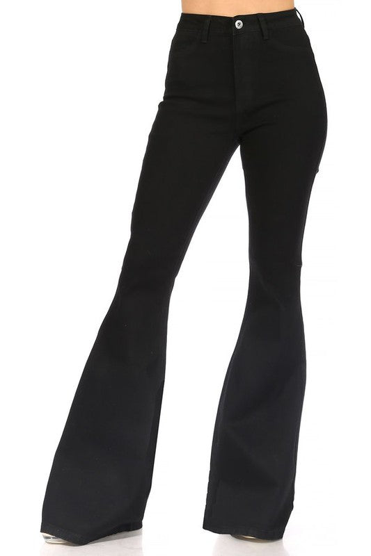 High waist denim flare