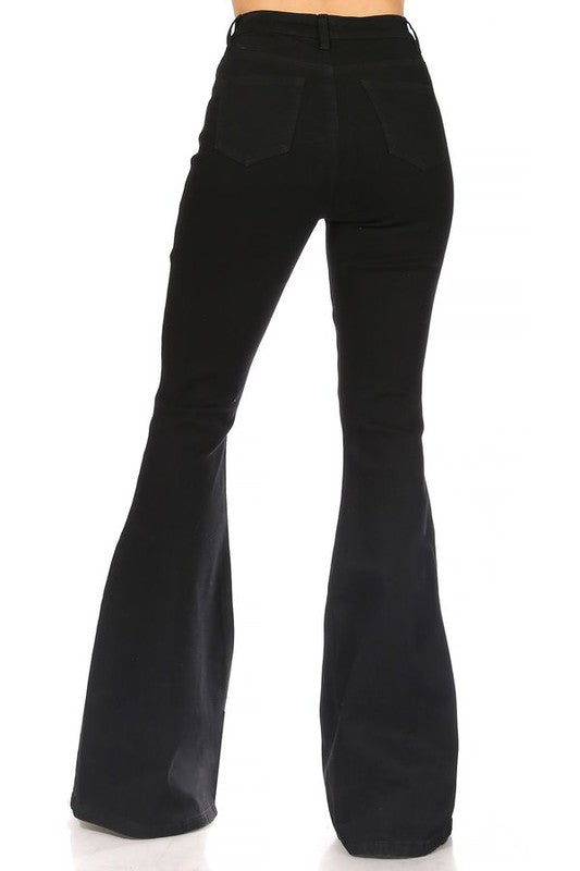 High waist denim flare
