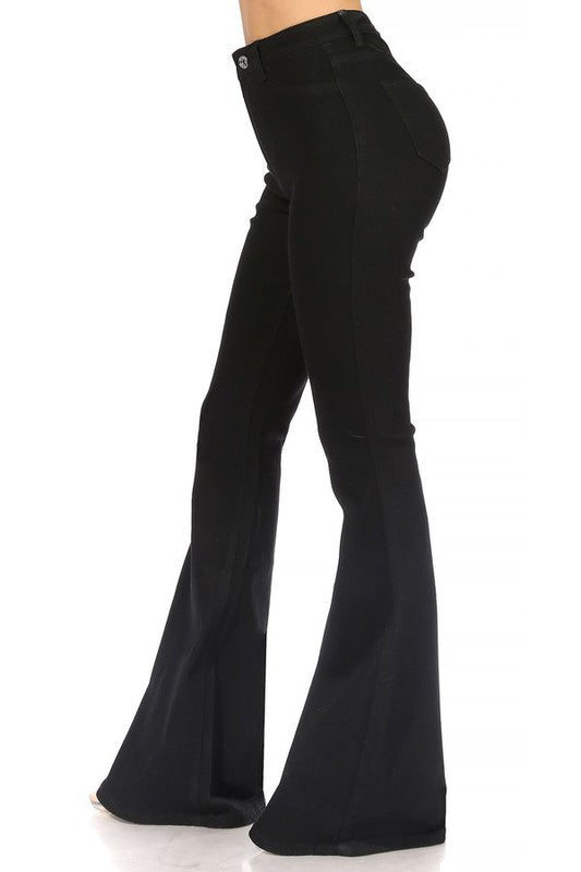 High waist denim flare